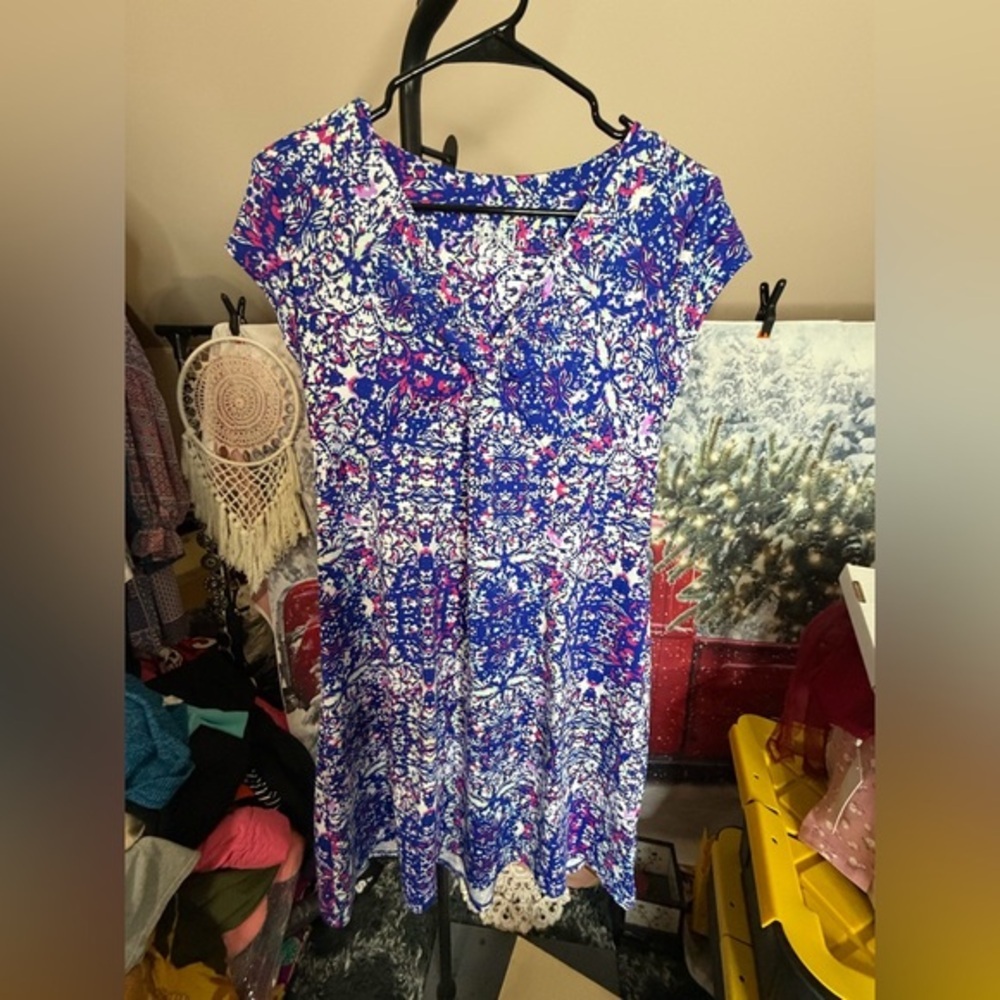 Dress Floral Blue and Pink Women's by Lola Size Medium - Picture 3 of 12
